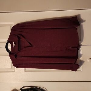 LC Lauren Corad Botton Down Burgundy Blouse